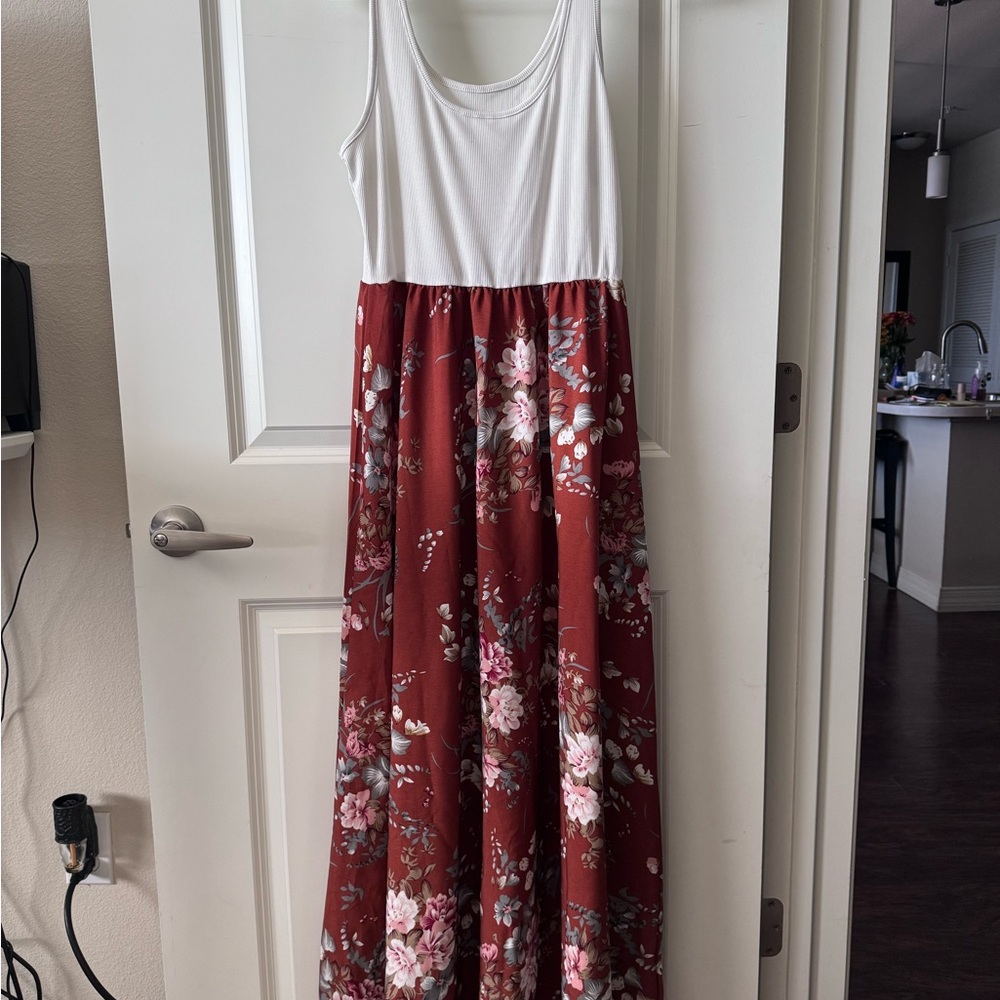 Floral Maxi Dress with White Top